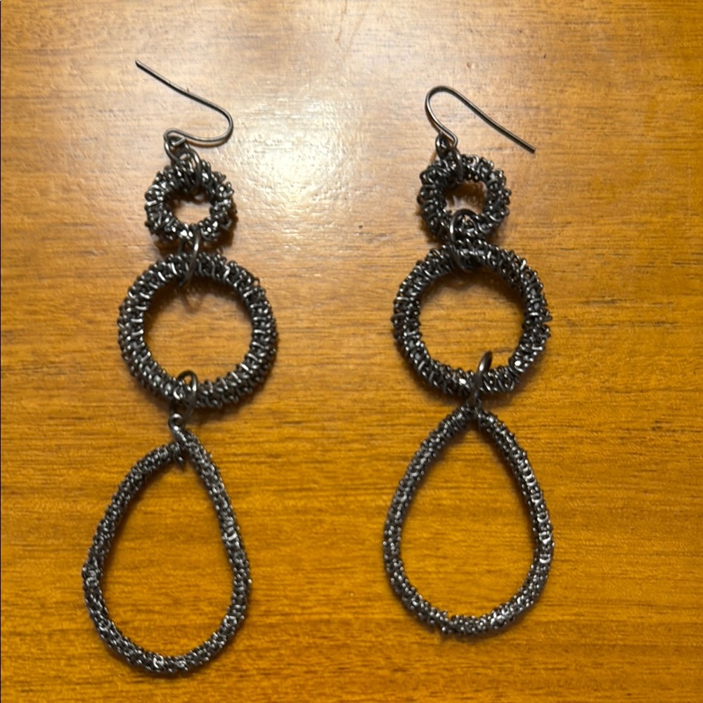 Elegant Black and Silver Dangle Earrings